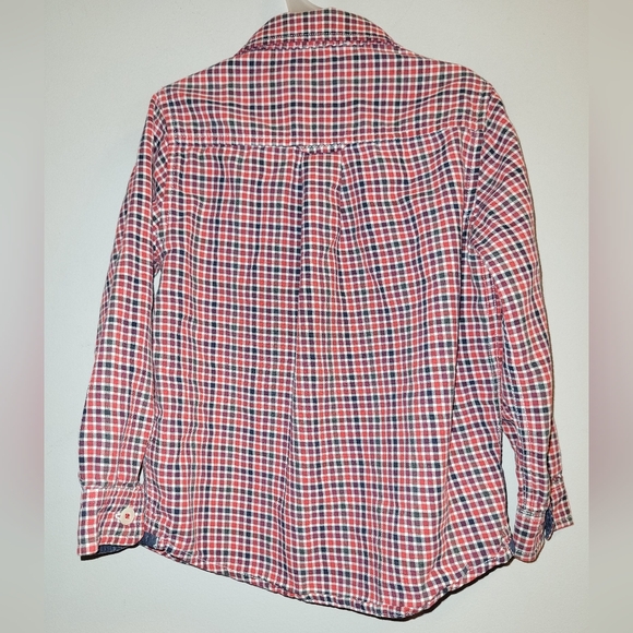 Jacadi Paris Red Blue Checked Toddler Boys Button Down Cotton Dress Shirt 3T - Picture 2 of 7